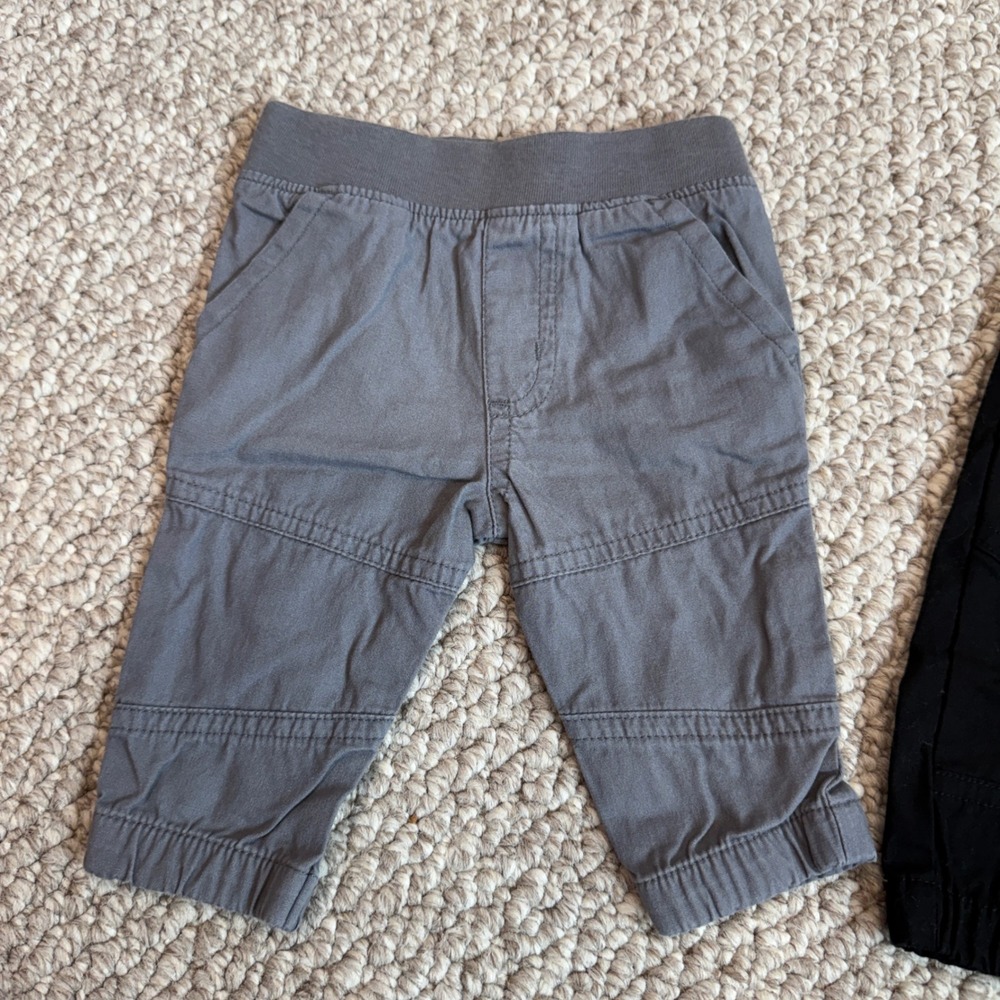 Garanimals Baby Boys Jogger Pants Bundle Black Grey Moto Stitch Size 0-3M 2 Pack - Picture 2 of 5
